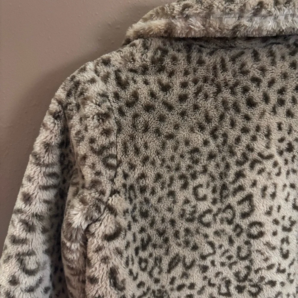 Boden Kids Leopard Print Faux Fur Coat Brown Tan Star Lining 9-10Y 140cm G0847